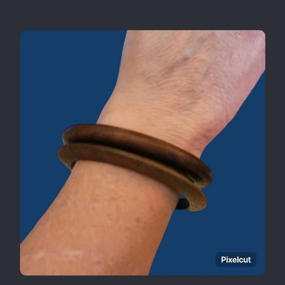 VTG Wood Bangle Bracelets - Picture 1 of 2